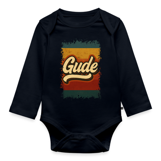 „Gude“ – Retro Look aus Hessen - Baby Bio-Langarm-Body - Navy