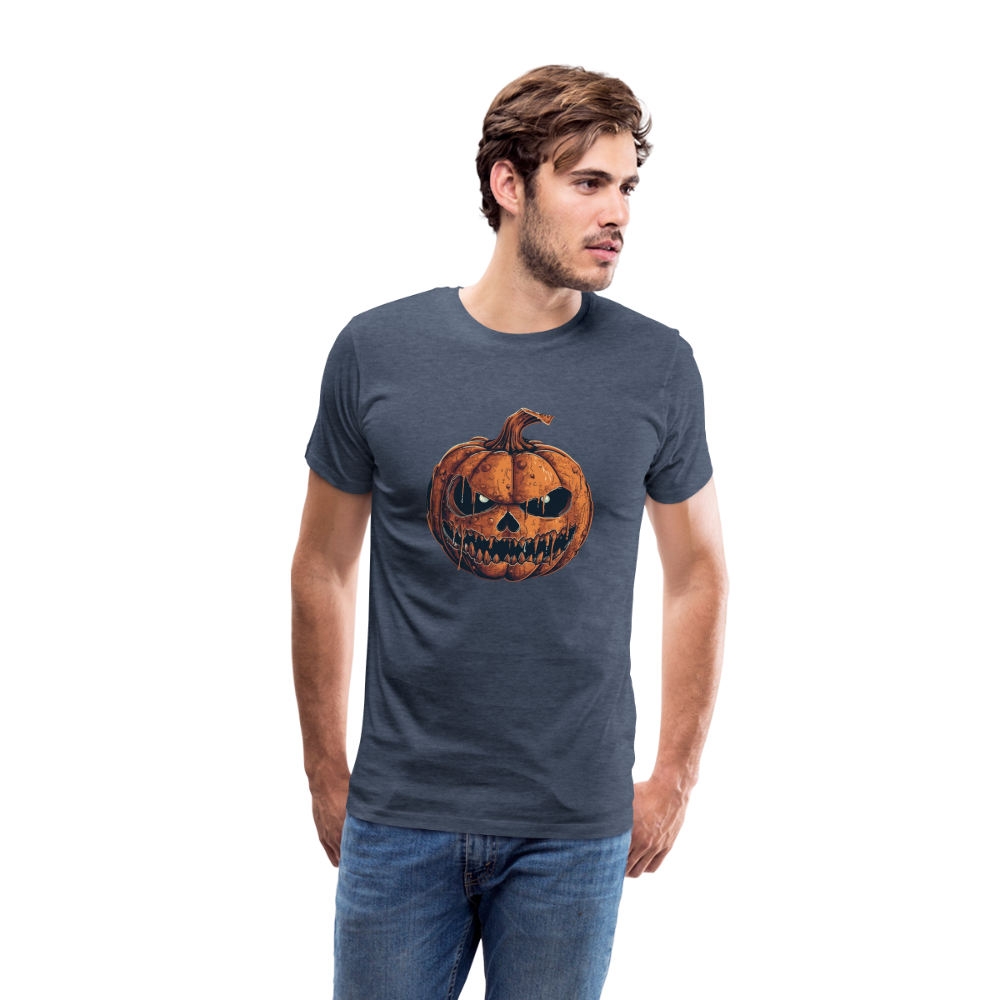 Gruseliger Horror Kürbis -Happy Halloween - Männer Premium T-Shirt - Blau meliert