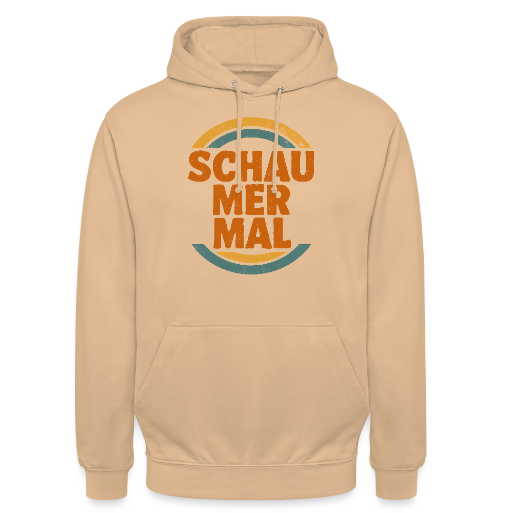 „Schau Mer Mal“ – Retro Look aus Hessen - Unisex Hoodie - Pfirsich