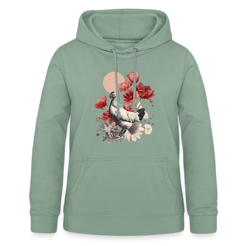 Vintage Boho Blossom Chicken - Frauen Hoodie - by Artful Alchemist