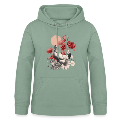 Vintage Boho Blossom Chicken - Frauen Hoodie - by Artful Alchemist