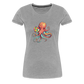 Lustiger Comic Oktopus mit Lollipop - Frauen Premium T-Shirts - Grau meliert