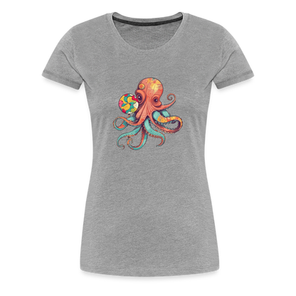 Lustiger Comic Oktopus mit Lollipop - Frauen Premium T-Shirts - by Artful Alchemist