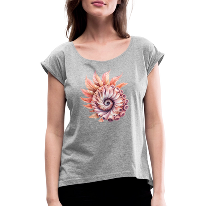 Fedriger Tentakel Nautilus - Goldener Schnitt - Frauen T-Shirt mit gerollten Ärmeln - by Artful Alchemist