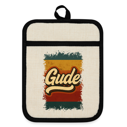 „Gude“ – Retro Look aus Hessen - Topflappen mit Gummirückseite - by Artful Alchemist