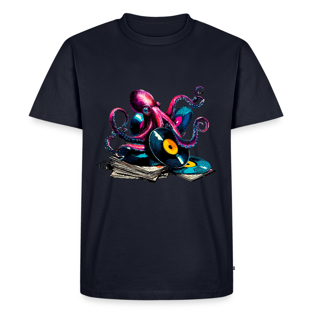DJ Oktopus – Wenn Tiefsee auf Vinyl trifft - Männer Premium Bio T-Shirt - Navy
