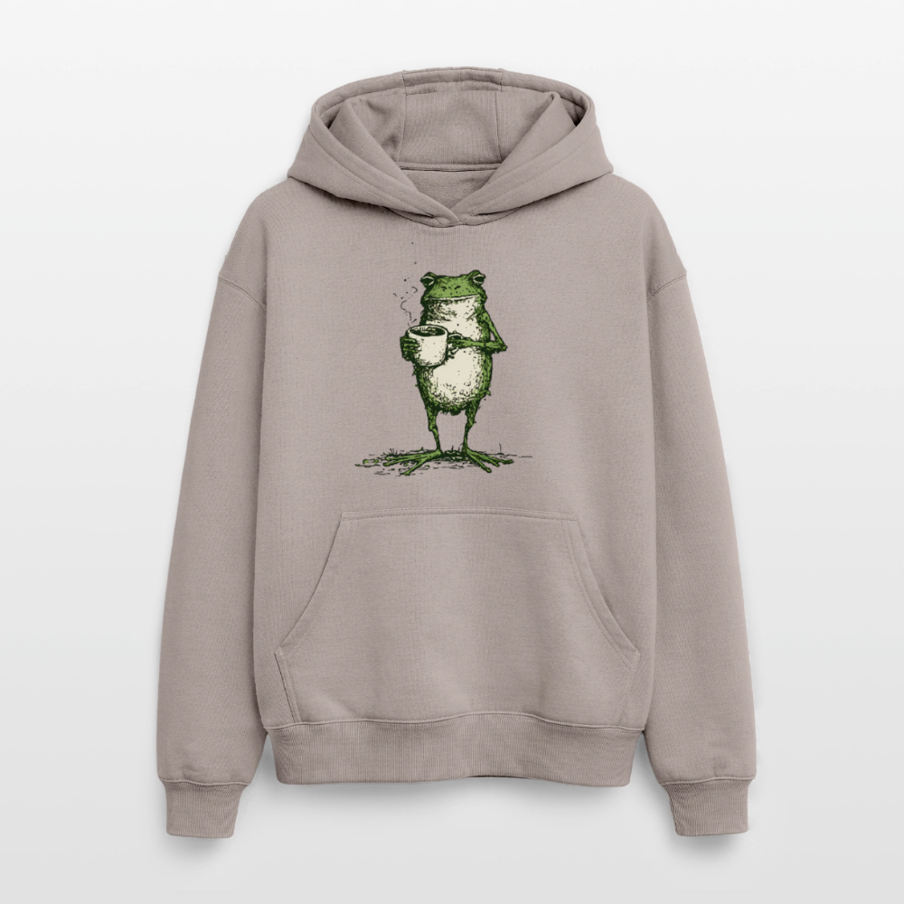 Coffee Frog – Oversized Heavyweight Unisex Hoodie - Taupe
