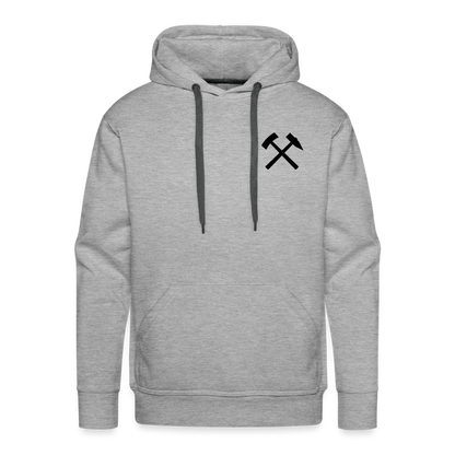 Berbau, Schlägel und Eisen, Bergkristall auf dem Rücken - Männer Premium Hoodie - by Artful Alchemist