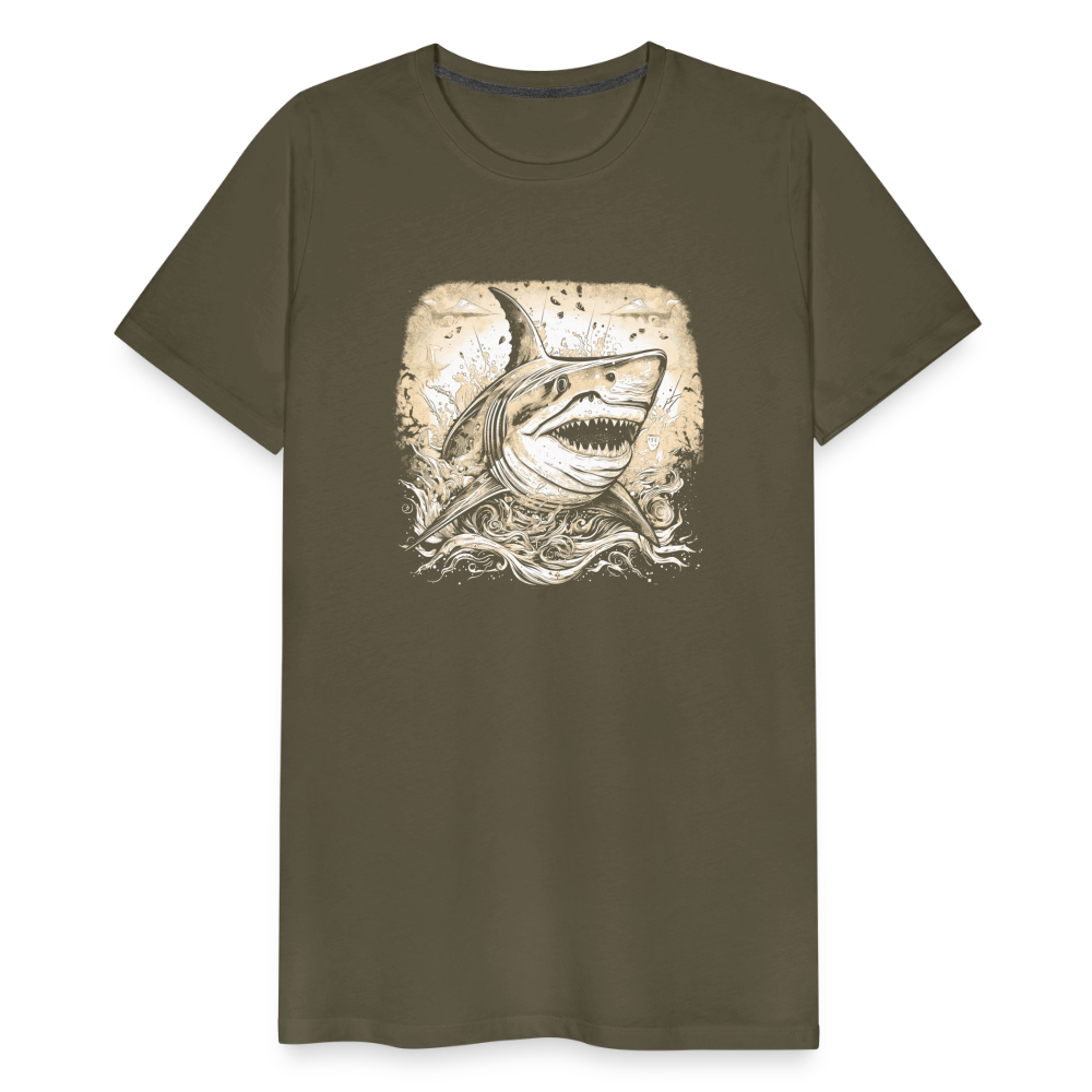 Cooler Retro Hai - Männer Premium T-Shirts - Khaki