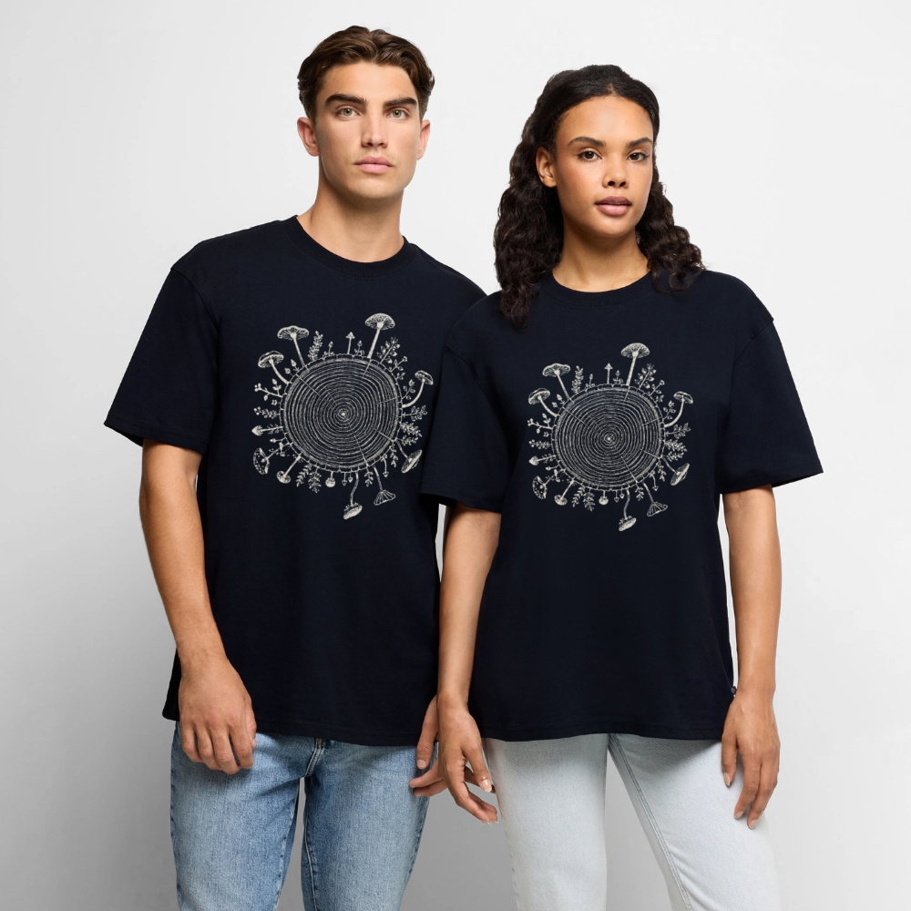 Baumringe & Pilze - Unisex Premium Oversized Bio T-Shirt - Navy