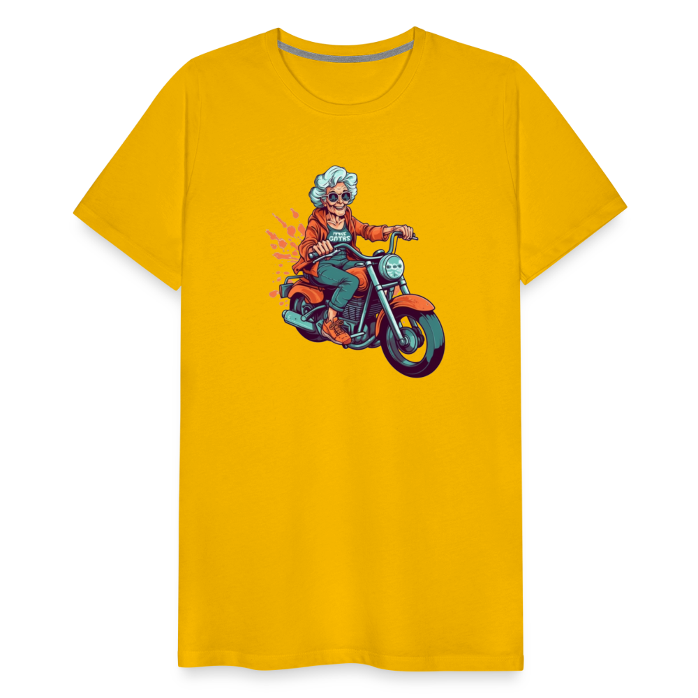 Coole alte Biker Oma - Motorrad Omi  - Männer T-Shirt - Sonnengelb