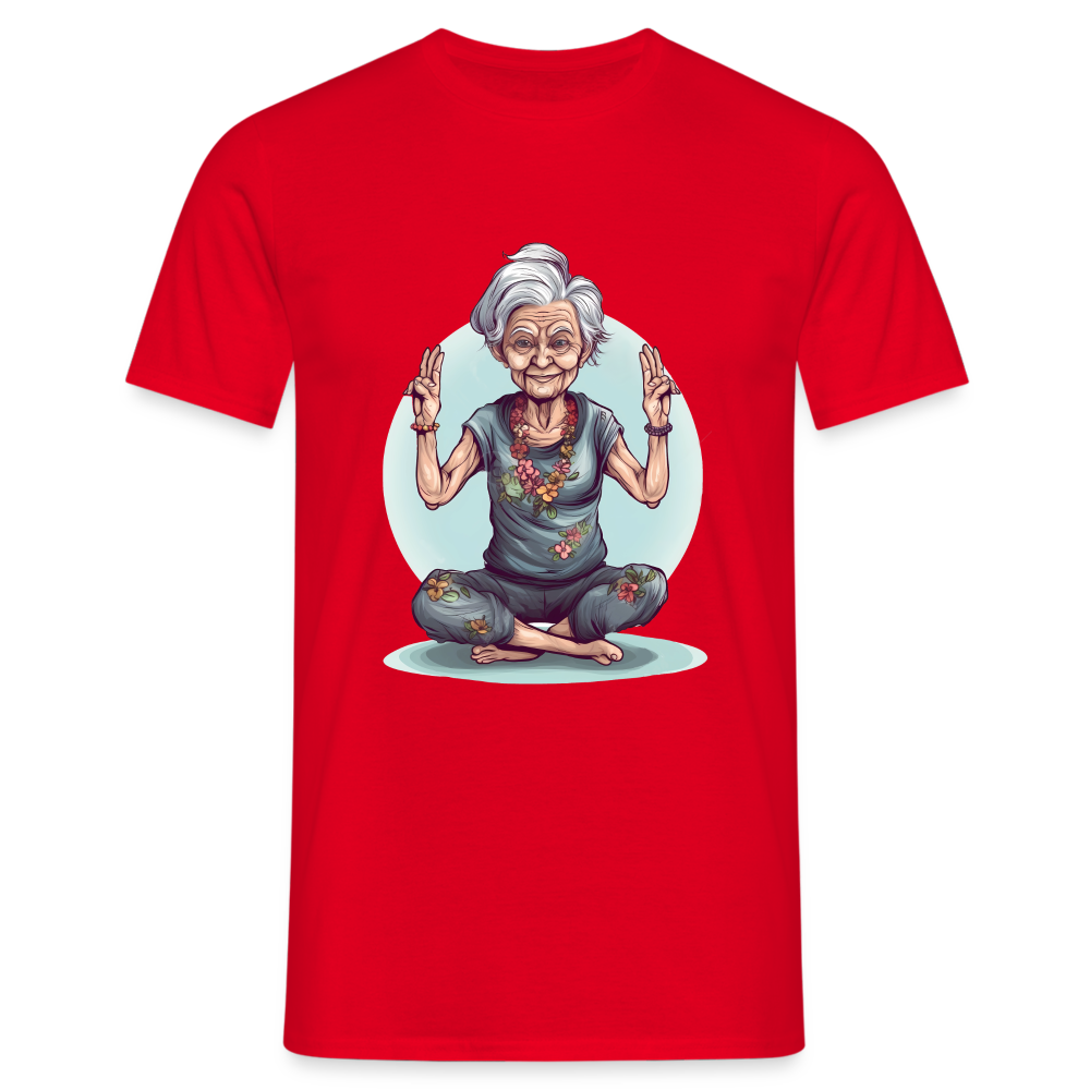 Coole Yoga Oma - Meditation im besten Alter  - Männer T-Shirt - Rot