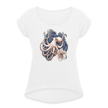 Vintage Oktopus - Frauen T-Shirt mit gerollten Ärmeln - by Artful Alchemist