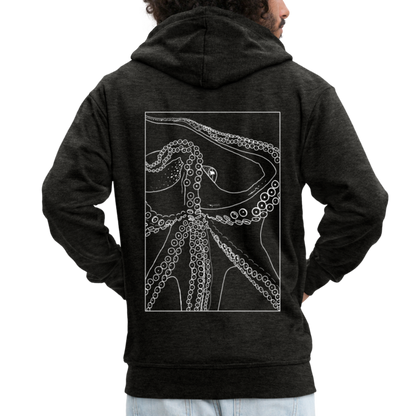 Lineart Oktopus im Rahmen - Männer Premium Kaputzenjacke - by Artful Alchemist