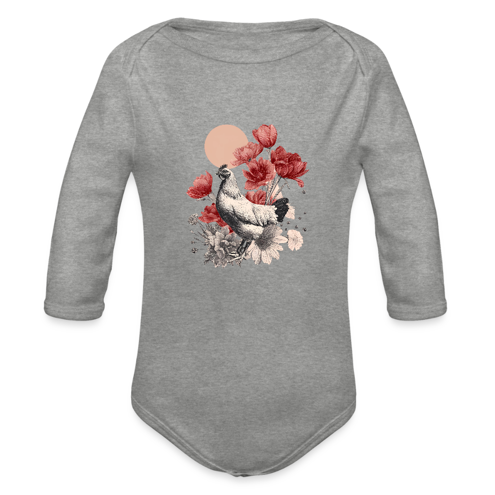Vintage Boho Blossom Chicken - Baby Bio-Langarm-Body - by Artful Alchemist