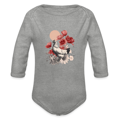 Vintage Boho Blossom Chicken - Baby Bio-Langarm-Body - by Artful Alchemist