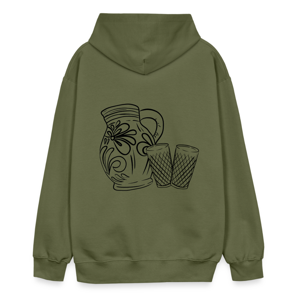 Bembel mit Gläsern  - Hessisch Mundart - Unisex Premium Hoodie - Militärgrün