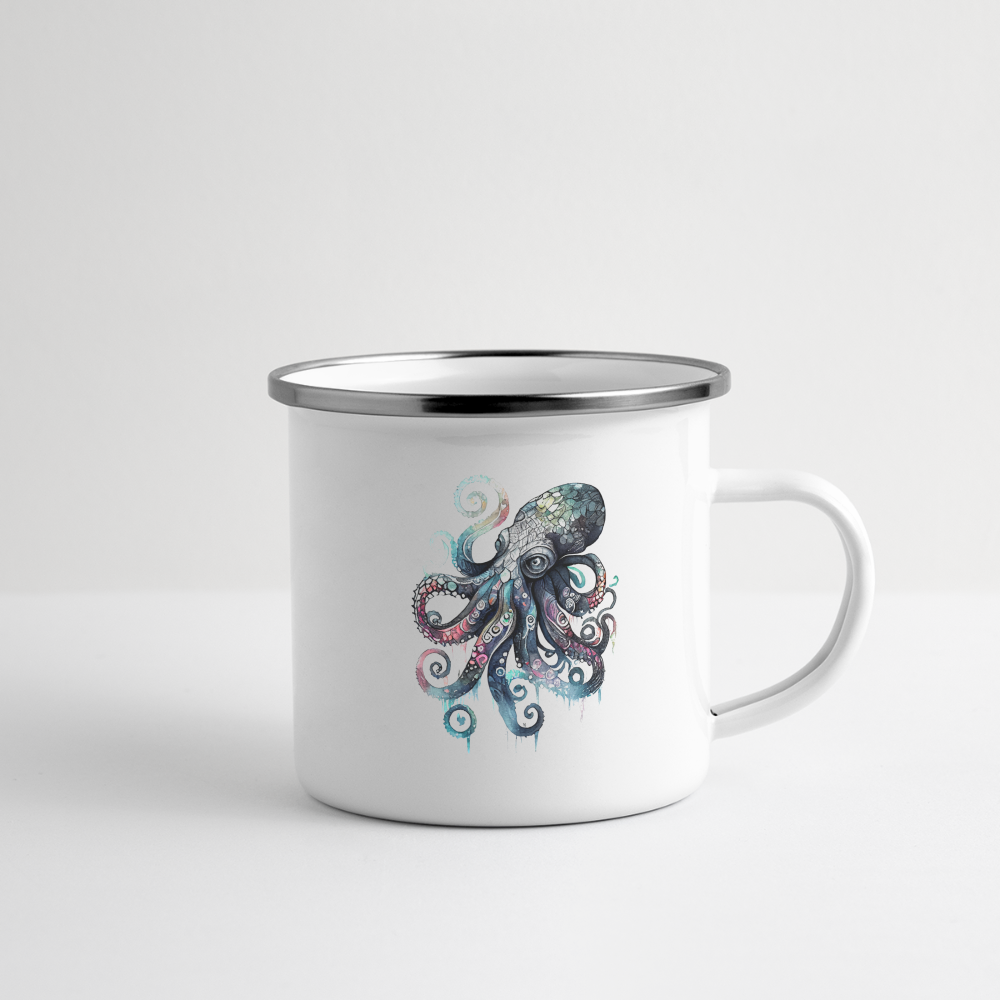 Cooler Wasserfarben Aquarell Oktopus  - Emaille-Tasse - Weiß