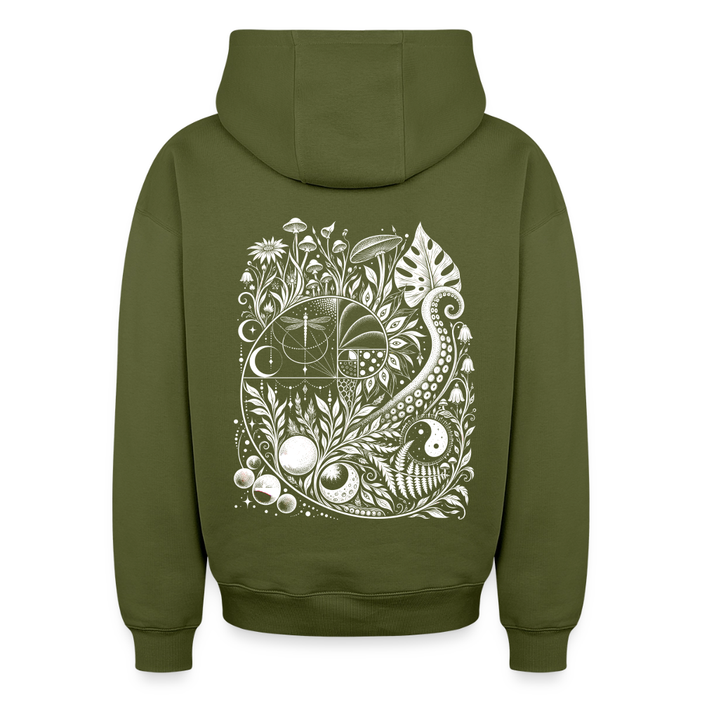 Nature Spiral – Oversized Heavyweight Unisex Hoodie - Khaki
