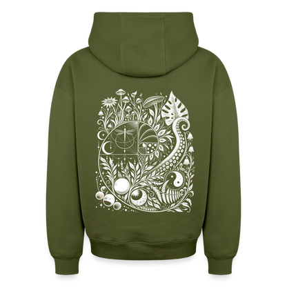 Nature Spiral – Oversized Heavyweight Unisex Hoodie - Khaki
