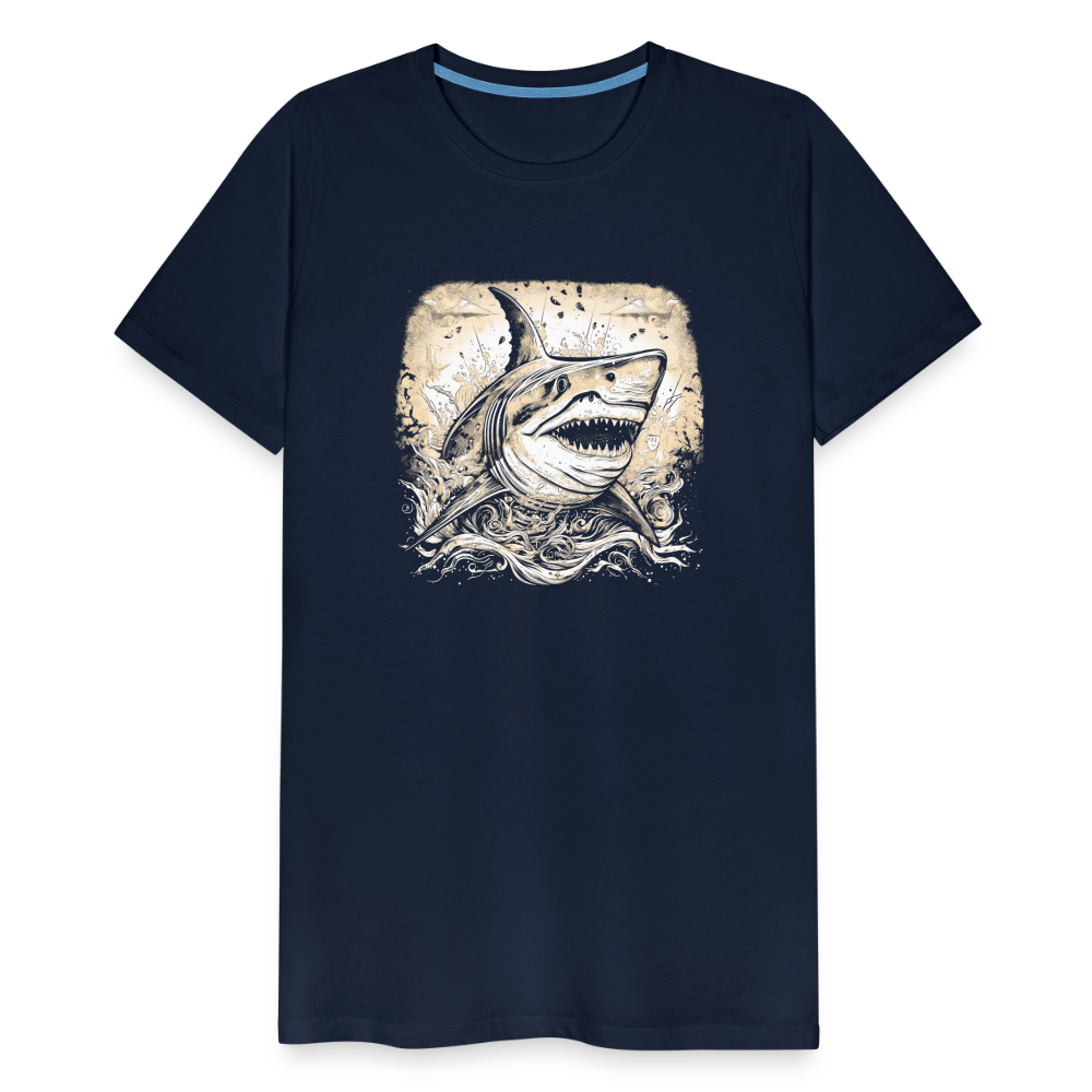 Cooler Retro Hai - Männer Premium T-Shirts - Navy