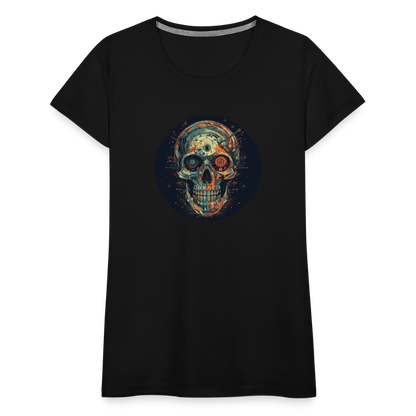 Retro Futuristischer Totenkopf Skull Cyborg- Frauen Premium T-Shirt - by Artful Alchemist