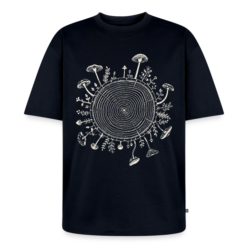 Baumringe & Pilze - Unisex Premium Oversized Bio T-Shirt - Navy