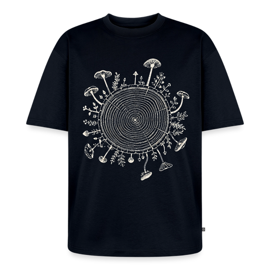 Baumringe & Pilze - Unisex Premium Oversized Bio T-Shirt - Navy