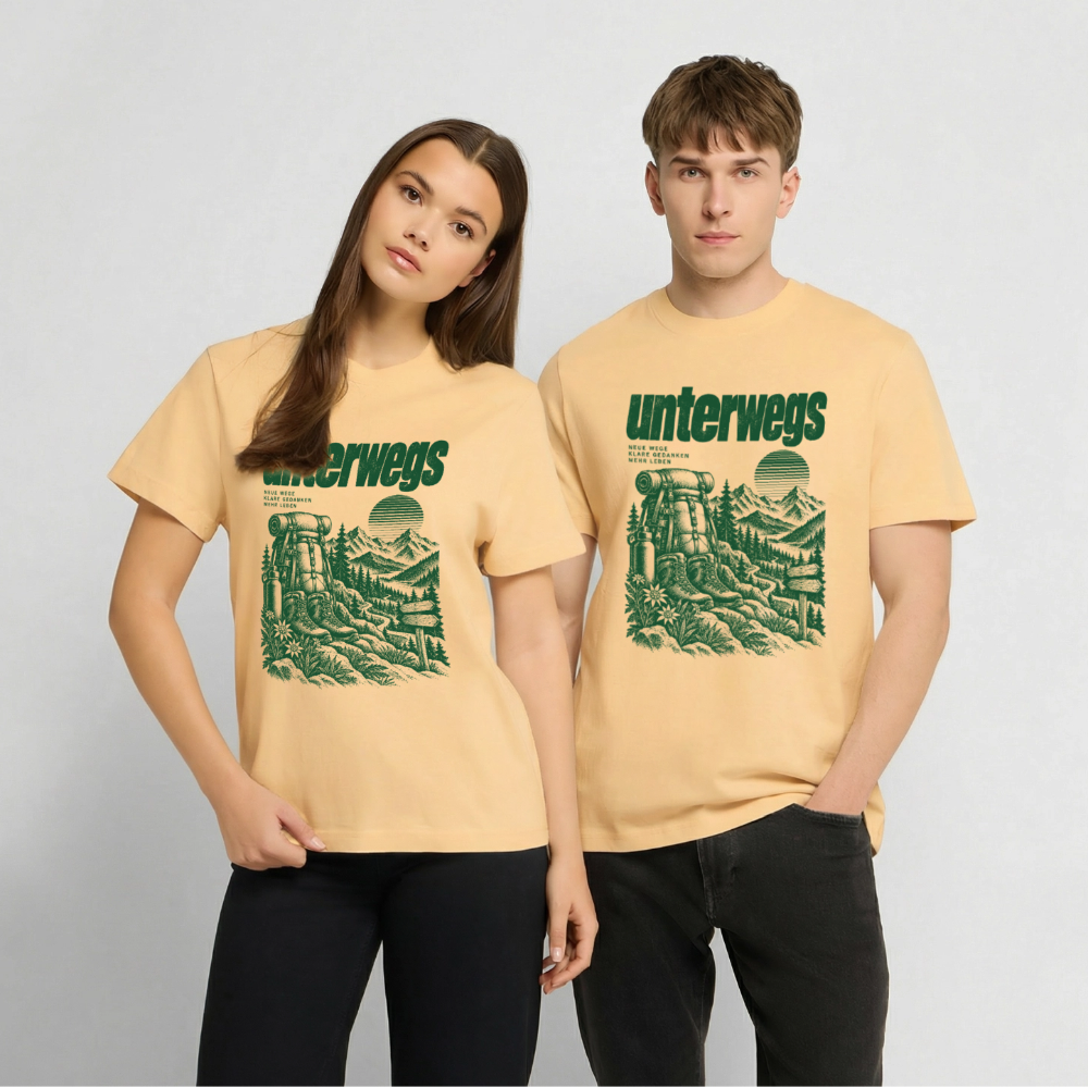 Unterwegs – RELAXED FIT Unisex Organic T-Shirt - Hellgelb