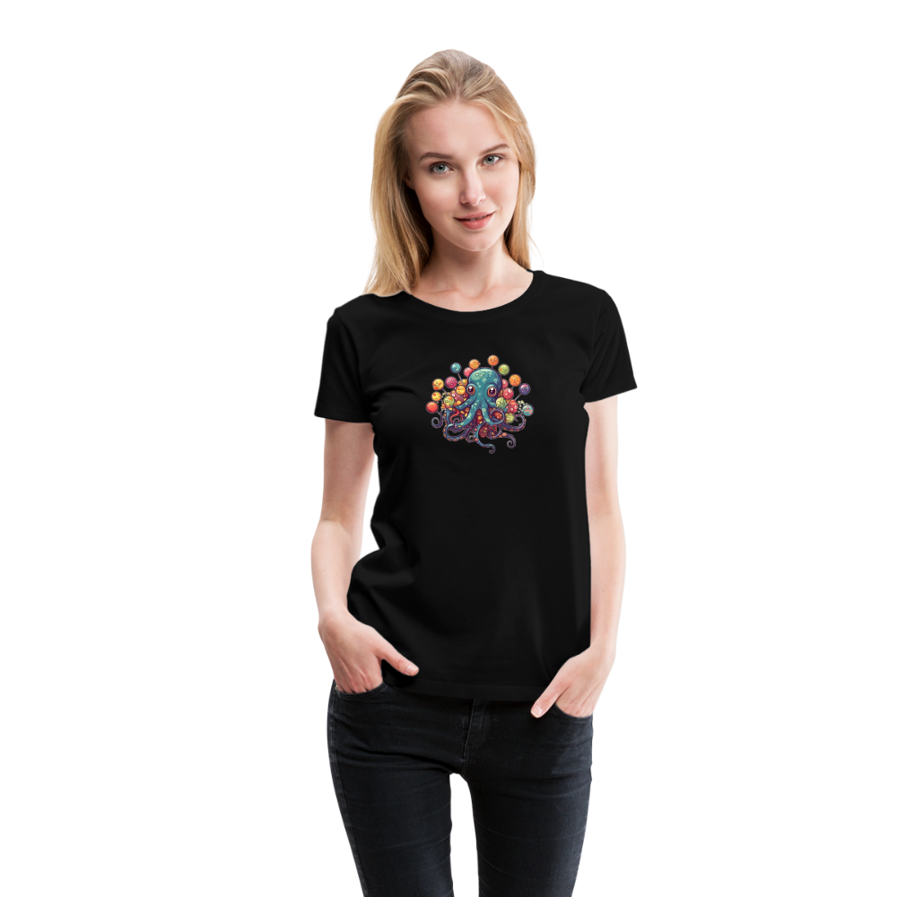 Lustiger Comic Oktopus mit Lollipops - Frauen Premium T-Shirts - Schwarz