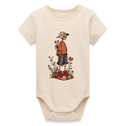 Skeleton Boy - Stanley/Stella Baby Bio Kurzarm-Body - Weißgrau