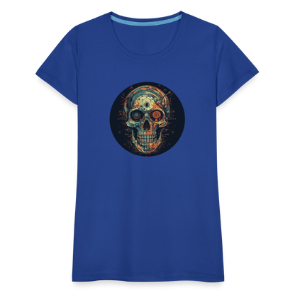 Retro Futuristischer Totenkopf Skull Cyborg- Frauen Premium T-Shirt - by Artful Alchemist