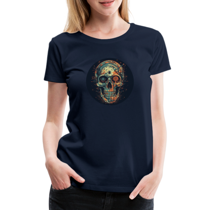 Retro Futuristischer Totenkopf Skull Cyborg- Frauen Premium T-Shirt - by Artful Alchemist