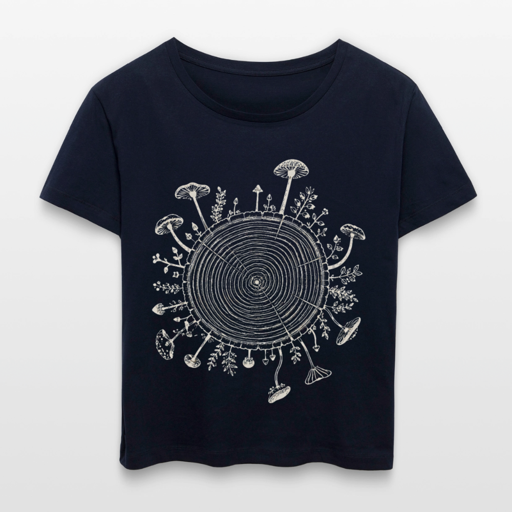 Baumringe & Pilze - Stanley/Stella Relaxed Rundhals Frauen Bio-T-Shirt SERENA - Navy