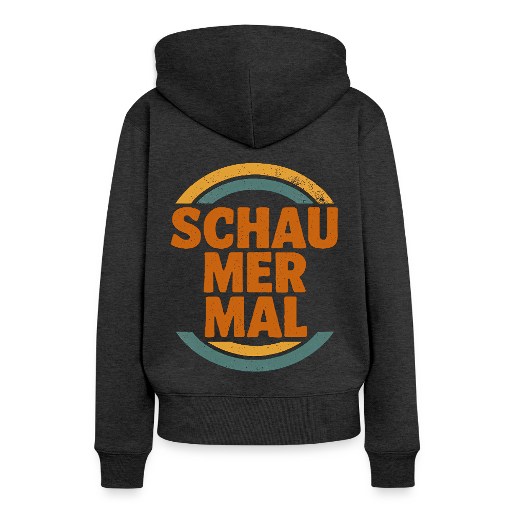 „Schau Mer Mal“ – Retro Look aus Hessen - Frauen Premium Bio Hoodie - Anthrazit meliert