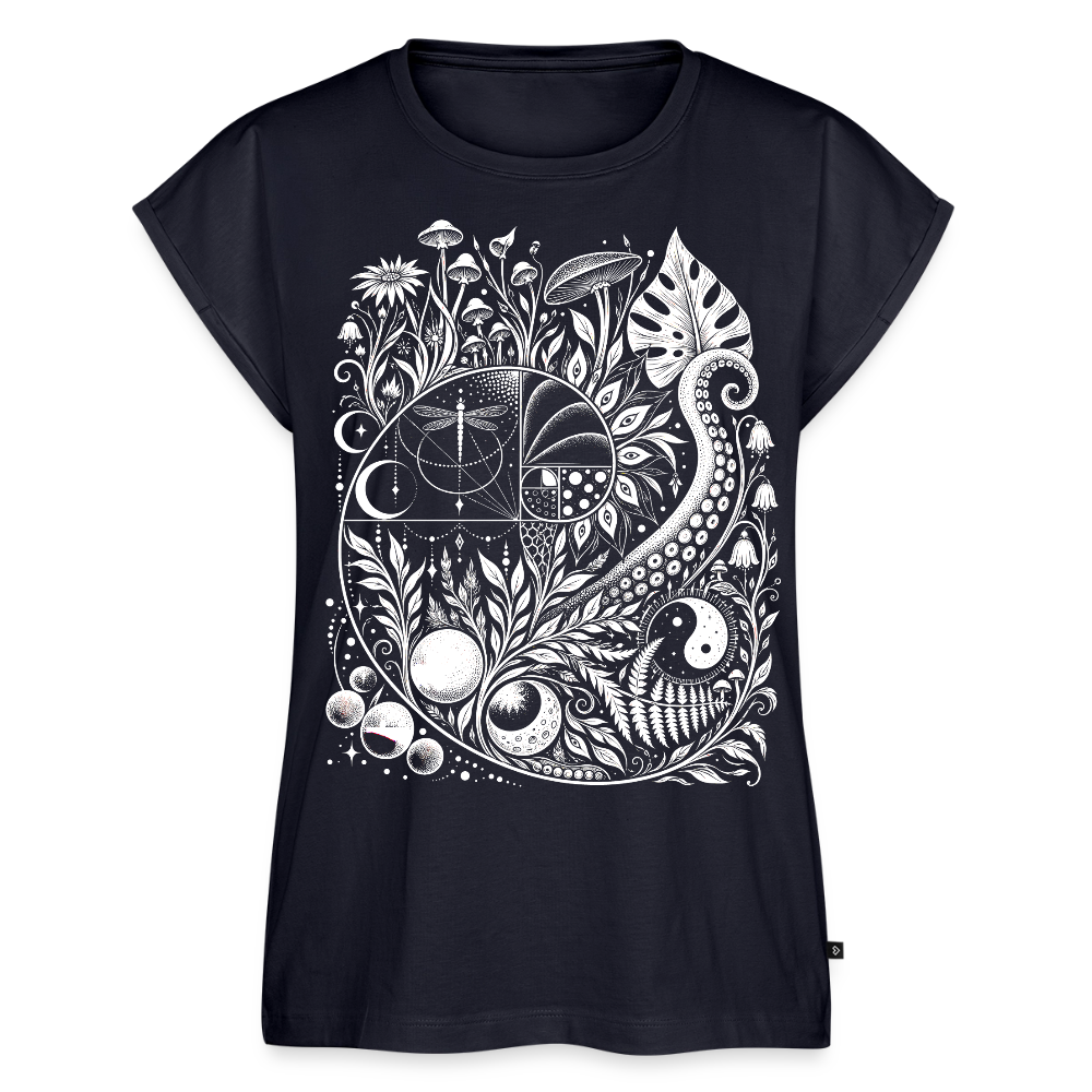 Nature Spiral – Frauen T-Shirt mit gerollten Ärmeln - Navy