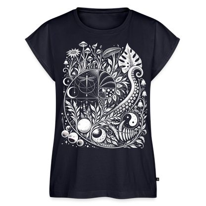 Nature Spiral – Frauen T-Shirt mit gerollten Ärmeln - Navy