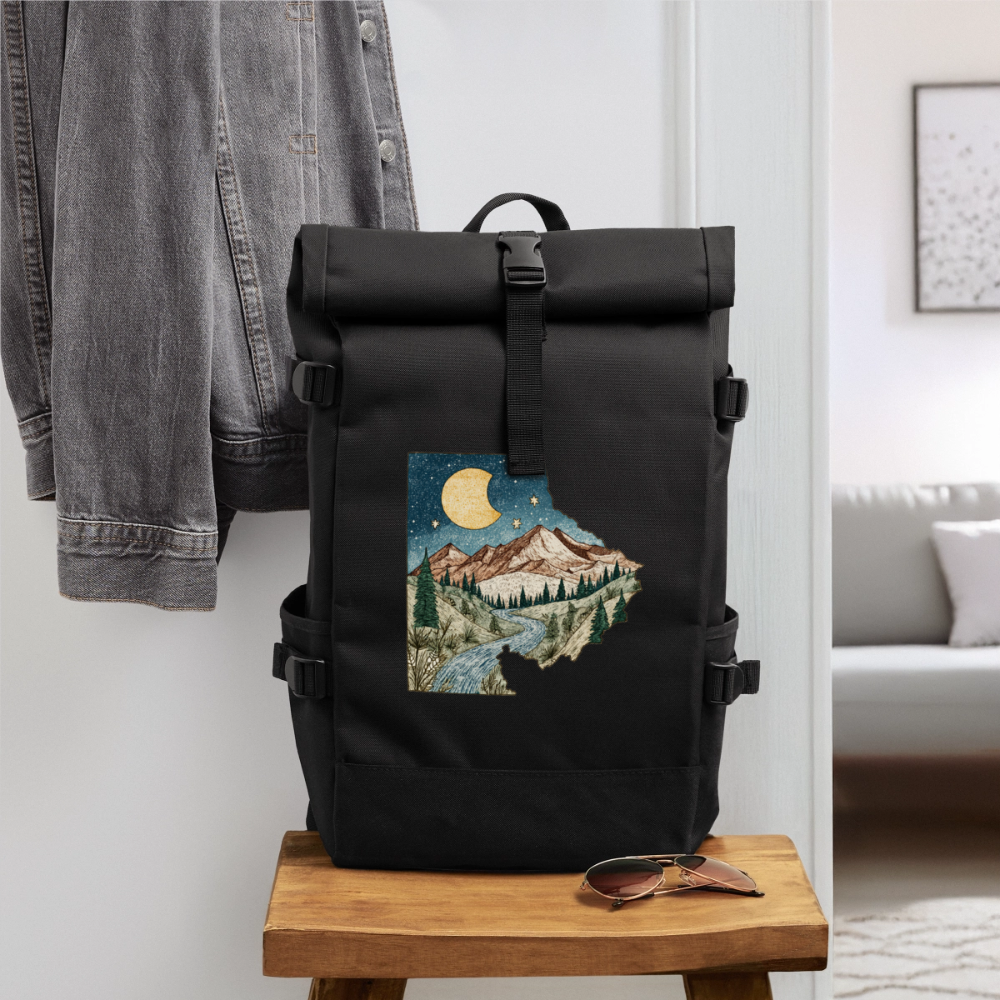 Nightfall Peaks – Vintage Mountain - Rolltop Rucksack - by Artful Alchemist