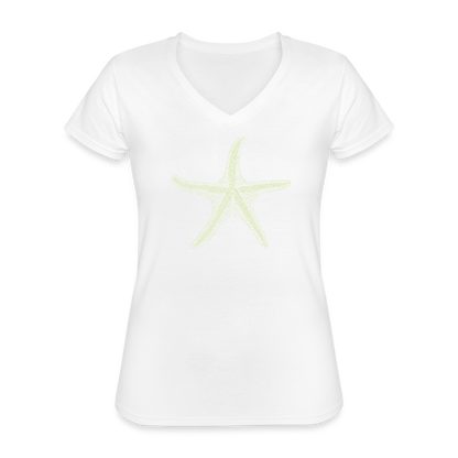 Vintage Seestern Motiv (hellgrün) - Klassisches Frauen-T-Shirt mit V-AusschnittR - by Artful Alchemist