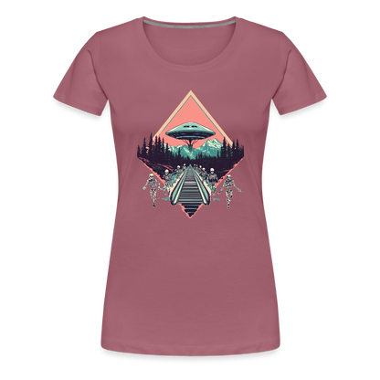 Retro UFO 80er Jahre Motiv - Frauen Premium T-Shirt - by Artful Alchemist