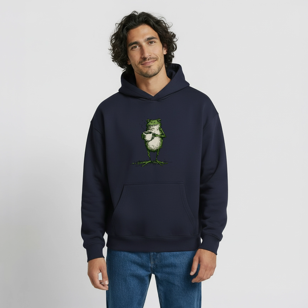 Coffee Frog – Oversized Heavyweight Unisex Hoodie - Navy