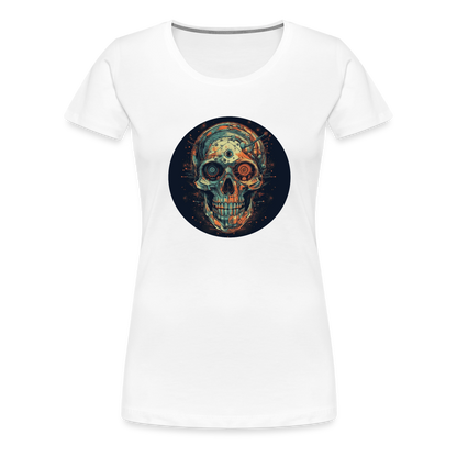 Retro Futuristischer Totenkopf Skull Cyborg- Frauen Premium T-Shirt - by Artful Alchemist