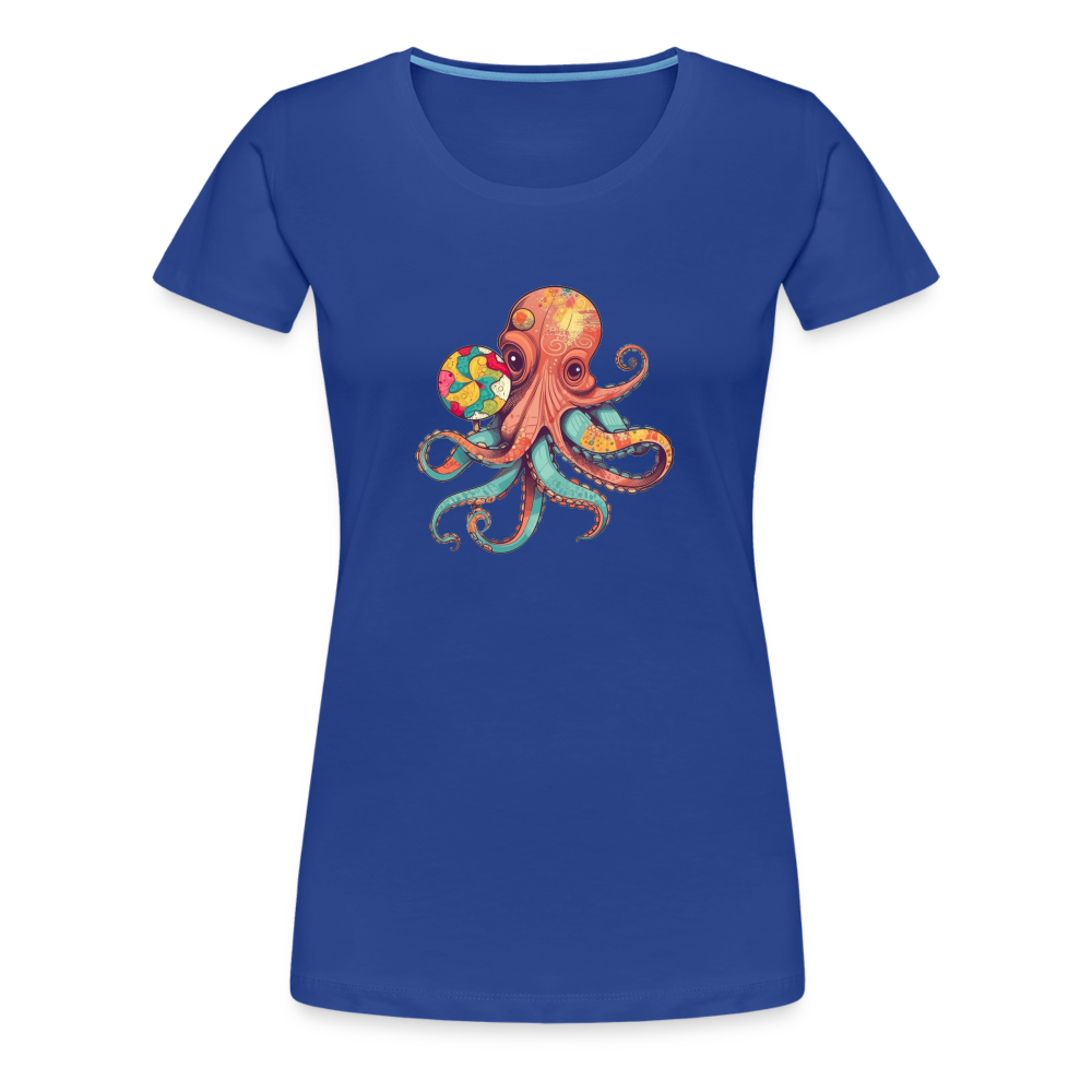 Lustiger Comic Oktopus mit Lollipop - Frauen Premium T-Shirts - Königsblau