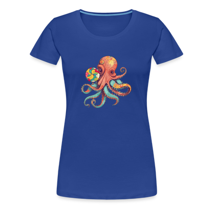 Lustiger Comic Oktopus mit Lollipop - Frauen Premium T-Shirts - by Artful Alchemist