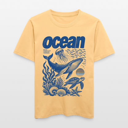 Ocean – Relaxed Fit Unisex Bio-T-Shirt mit Wal und Meerestieren - Hellgelb