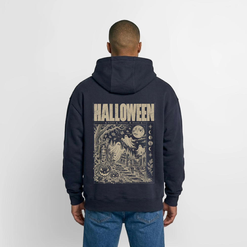 Halloween Night – Oversized Unisex Zip-Hoodie - Navy