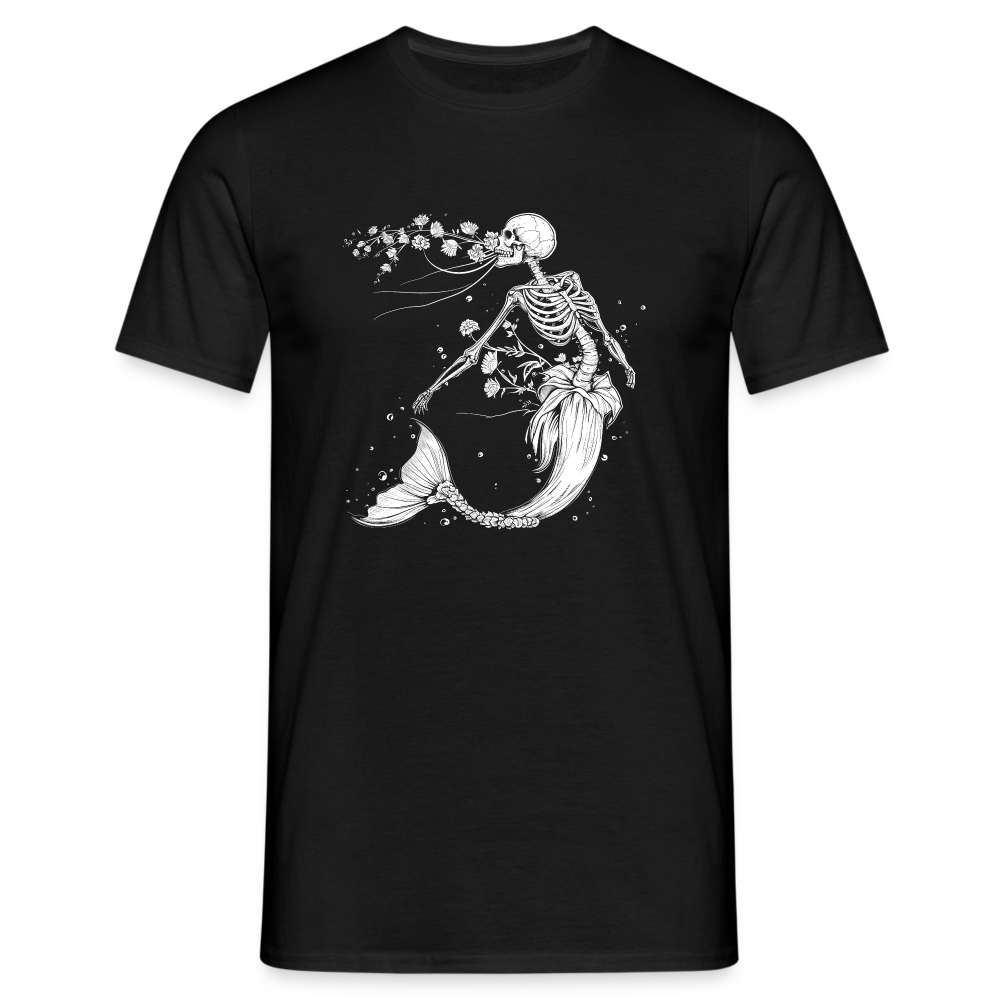 Florale Skelett Meerjungfrau - Männer T-Shirt - Schwarz