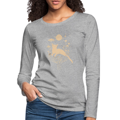 Surreales Katzen Motiv im Kosmos - Frauen Premium Langarmshirt - by Artful Alchemist