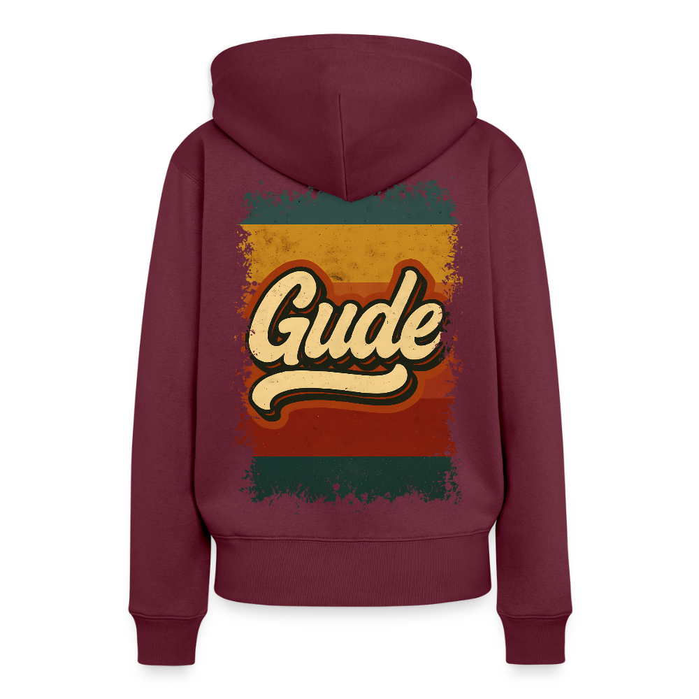 „Gude“ – Retro Look aus Hessen - Frauen Premium Bio Hoodie - Burgunderrot