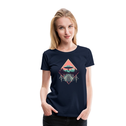 Retro UFO 80er Jahre Motiv - Frauen Premium T-Shirt - by Artful Alchemist